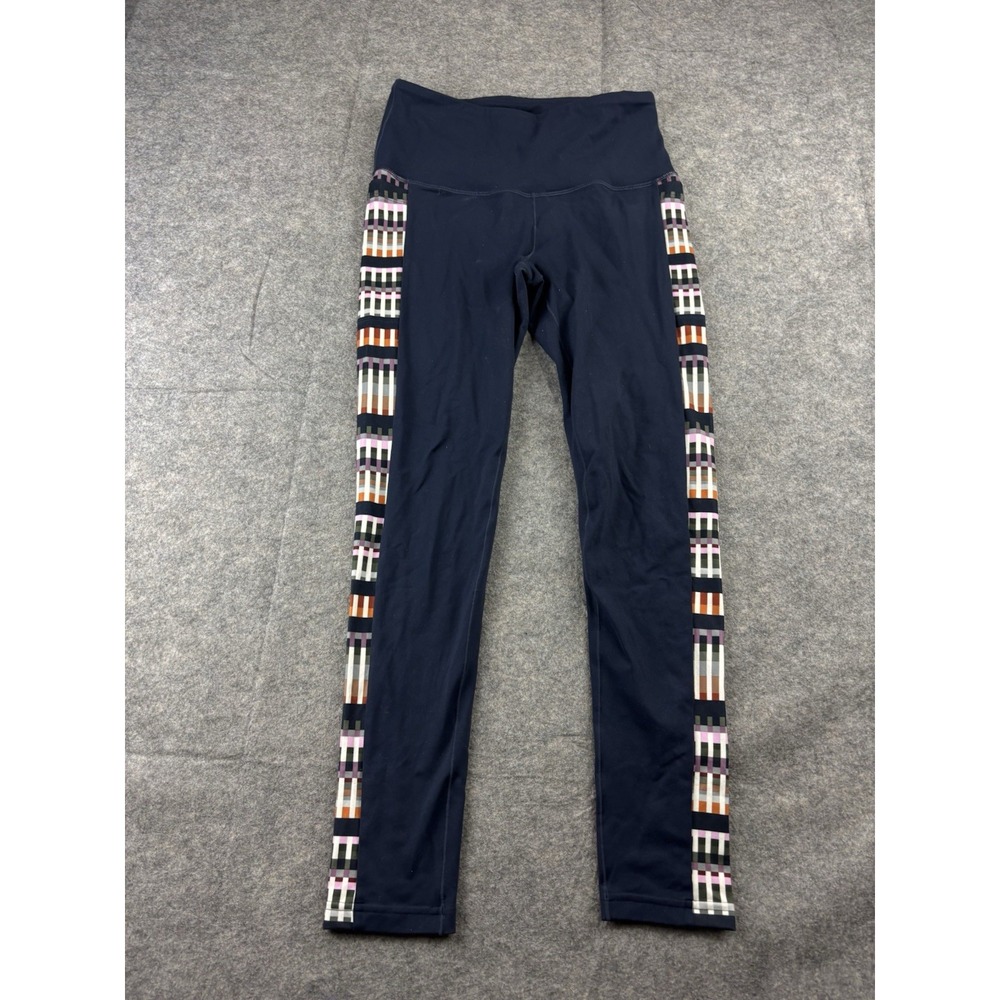 prAna Womens M Legging Plaid Gingerbread Tivoli High Rise Blue Athletic Hiking